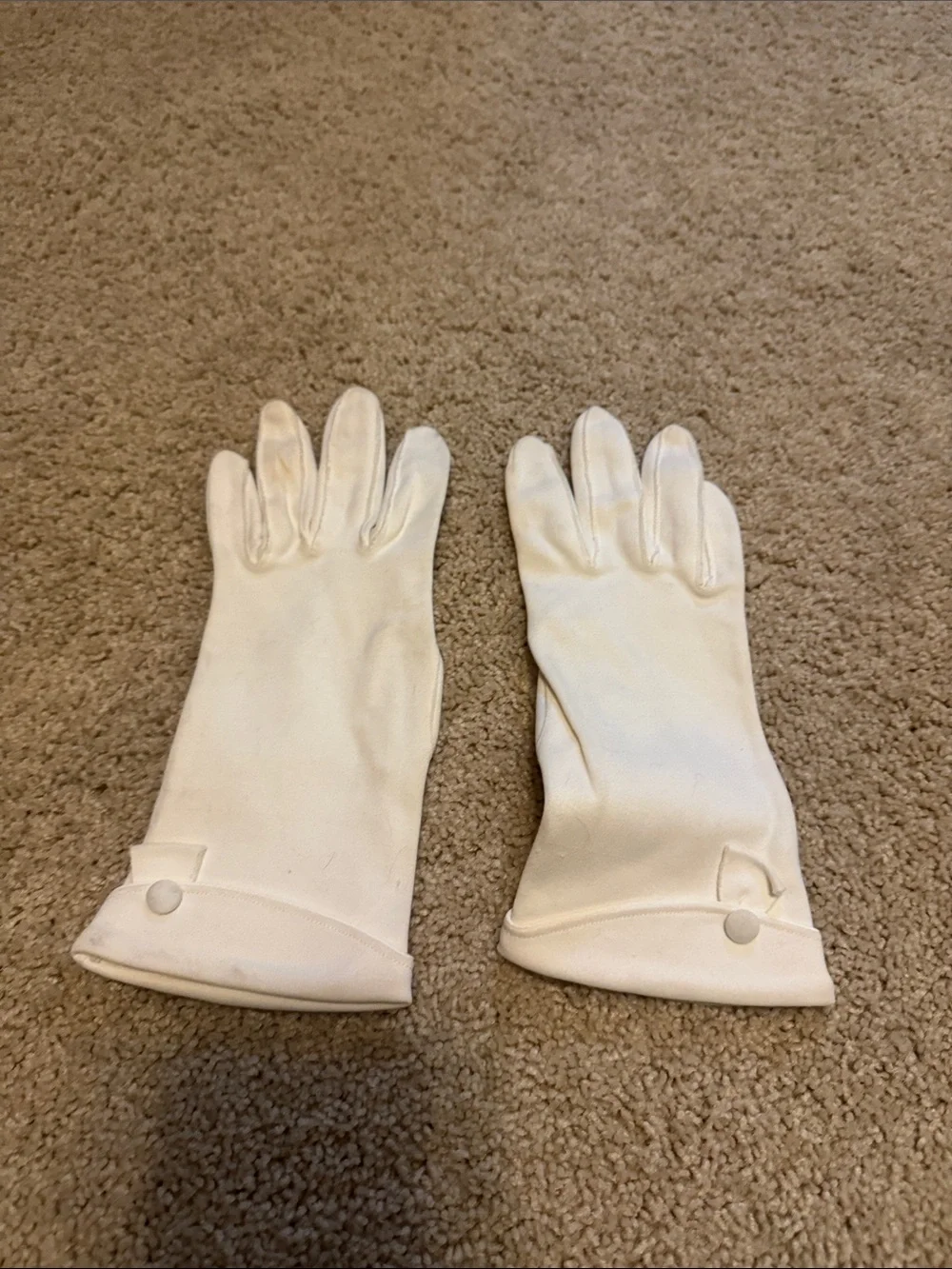 Women's Cream Dress Gloves with Button Accent